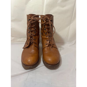 Vintage Jenny B Womens Boot Tan Leather Chukka Combat Ankle Boot Italy